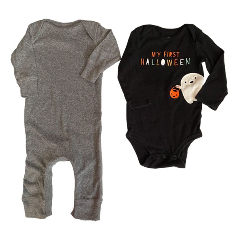 Carter's Just One You & Rabbit Skins One Piece Black and Gray Bundle Size 12M